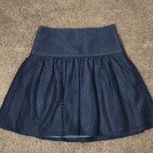 Ann Taylor Blue Eyelet Drop Waist Skirt | Size 2
